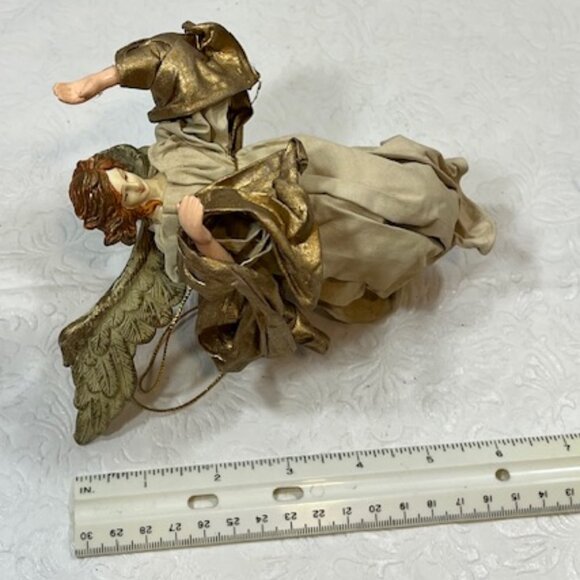 VTG Red Haired Guardian Angel Beige Gown Hanging Holiday Christmas Ornament 6" - Picture 8 of 11